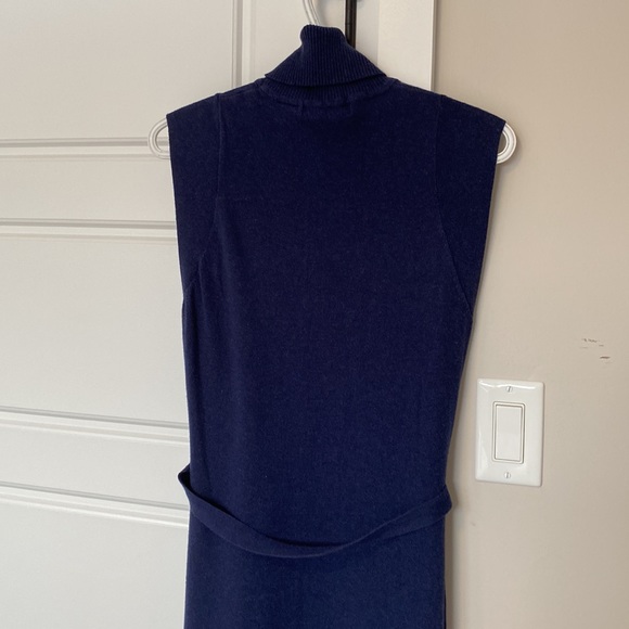 Kersh navy blue long cotton/ spandex blend dress with belt size M PTP16 length57 - Picture 3 of 9